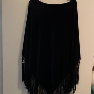 Black velvet poncho